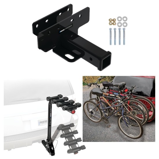 Trailer Hitch w/ 4 Bike Rack For 21-24 Ford Bronco Approved for Recreational & Offroad Use Carrier for Adult Woman or Child Bicycles Foldable