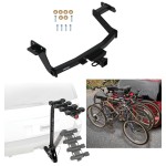 Trailer Hitch w/ 4 Bike Rack For 22-24 Hyundai Santa Cruz All Styles Approved for Recreational & Offroad Use Carrier for Adult Woman or Child Bicycles Foldable