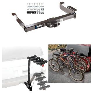 Trailer Hitch w/ 4 Bike Rack For 96-14 Chevrolet Express GMC Savana 1500 96-24 2500 3500 Approved for Recreational & Offroad Use Carrier for Adult Woman or Child Bicycles Foldable