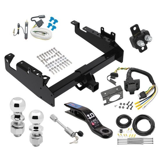 Reese Trailer Tow Hitch For 19-23 Ford F-350 F-450 F-550 Cab and Chassis w/ 7-Way Wiring Kit 2-5/16" and 2" Ball 10" Long 3" Drop Draw Bar and Towing Lock