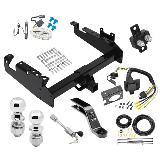 Reese Trailer Tow Hitch For 19-23 Ford F-350 F-450 F-550 Cab and Chassis w/ 7-Way Wiring Kit 2-5/16" and 2" Ball 10" Long 5" Drop Draw Bar and Towing Lock