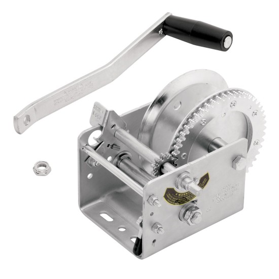 Fulton 2-Speed Heavy Duty Trailer Winch 2,600 Lbs. 6-1/4" Manual Handle Crank Holes On Center Tuck SUV Strap or Rope Marine Sale Boat