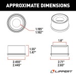 Lippert replacement dust cap for 5,200-6,000 lb axles, 2.45 inch O.D., for lubed spindles.