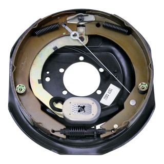 Lippert replacement self-adjusting electric brake assembly for RVs, 12x2 inch, left hand, five-bolt pattern.