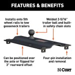 CURT gooseneck adapter plate for 5th wheel setup, black carbide finish, 2-5/16" ball, for versatile trailer towing