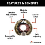 Lippert electric brake assembly for left side trailers, compatible with 10,000-lb axles and 16-17.5 inch wheels