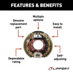 Lippert self-adjusting electric brake assembly for 10,000 lb axles, fits 16-17.5 inch wheels, curb-side