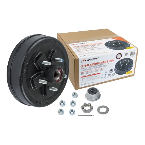 Lippert hub assembly with pre-greased hubs, lug nuts, compatible with 3500 lbs axles.