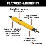 Lippert heavy-duty replacement shock for RV trailer suspension in yellow