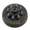 Lippert brake drum hub assembly for 8,000-lb hybrid axle, featuring solid iron and compatible with 12x2 brakes.