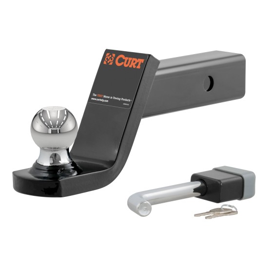 CURT towing starter kit featuring Fusion ball mount #45154 and hitch lock #23021 for secure towing up to 7,500 lbs.