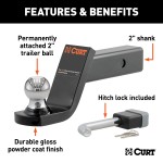 CURT towing starter kit featuring Fusion ball mount #45154 and hitch lock #23021 for secure towing up to 7,500 lbs.