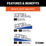 CURT Spectrum trailer brake controller with rotary knob interface and tri-color LEDs for enhanced vehicle safety.