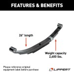 Replacement 26 inch leaf spring for RV trailer suspension by Lippert, 2600 lbs capacity