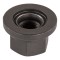 Black zinc-plated swiveling flange wheel lug nut by Lippert, resists rust and corrosion