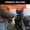 Lippert Power Stance electric tongue jack with LED lights, 2-way to 7-way plug system, and durable design for camping trailers.