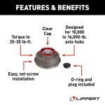 Lippert replacement oil and dust cap for 10,000-16,000 lb axle hubs with clear cap and complete seal components