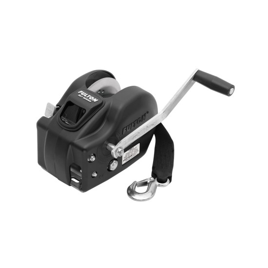 Fulton 2-Speed XLT Trailer Winch 2,600 Lbs. w/20 ft Strap 10" Manual Handle Crank Marine Sale Boat