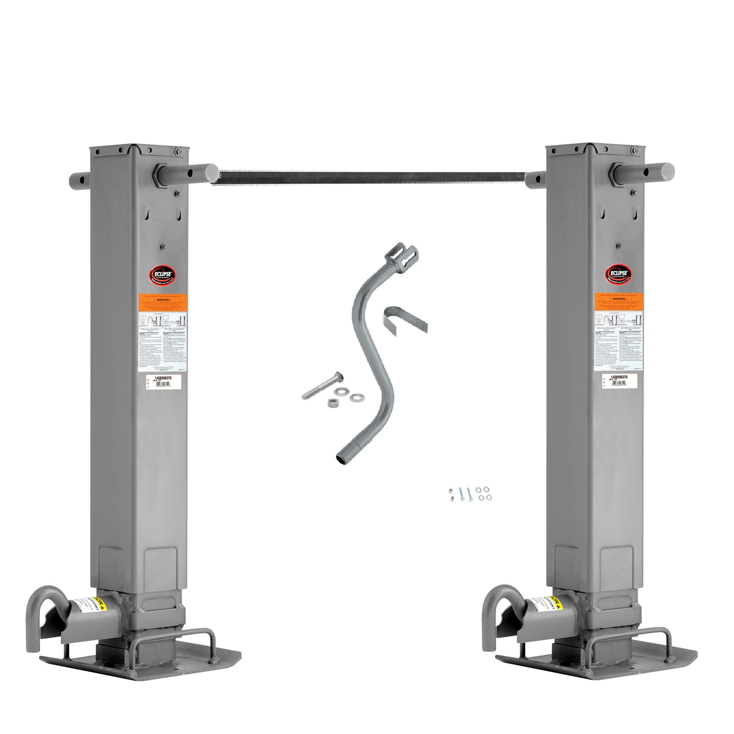 Pro Series Tandem 12,000 lbs. Square Trailer Jack 26" Lift Drop Leg Spring Return Pin on Front w/ Crank & Cross Shaft Tube