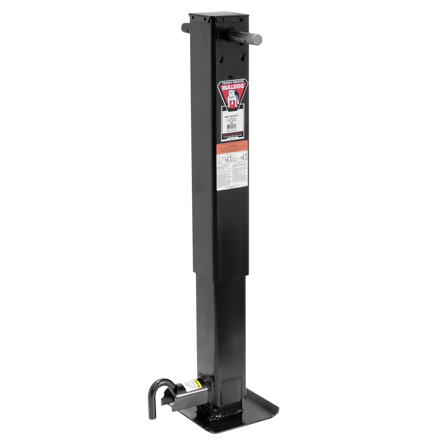 Bulldog 12,000 lbs. Square Trailer Jack Sidewind 26" Lift Drop Leg w/ Spring Return