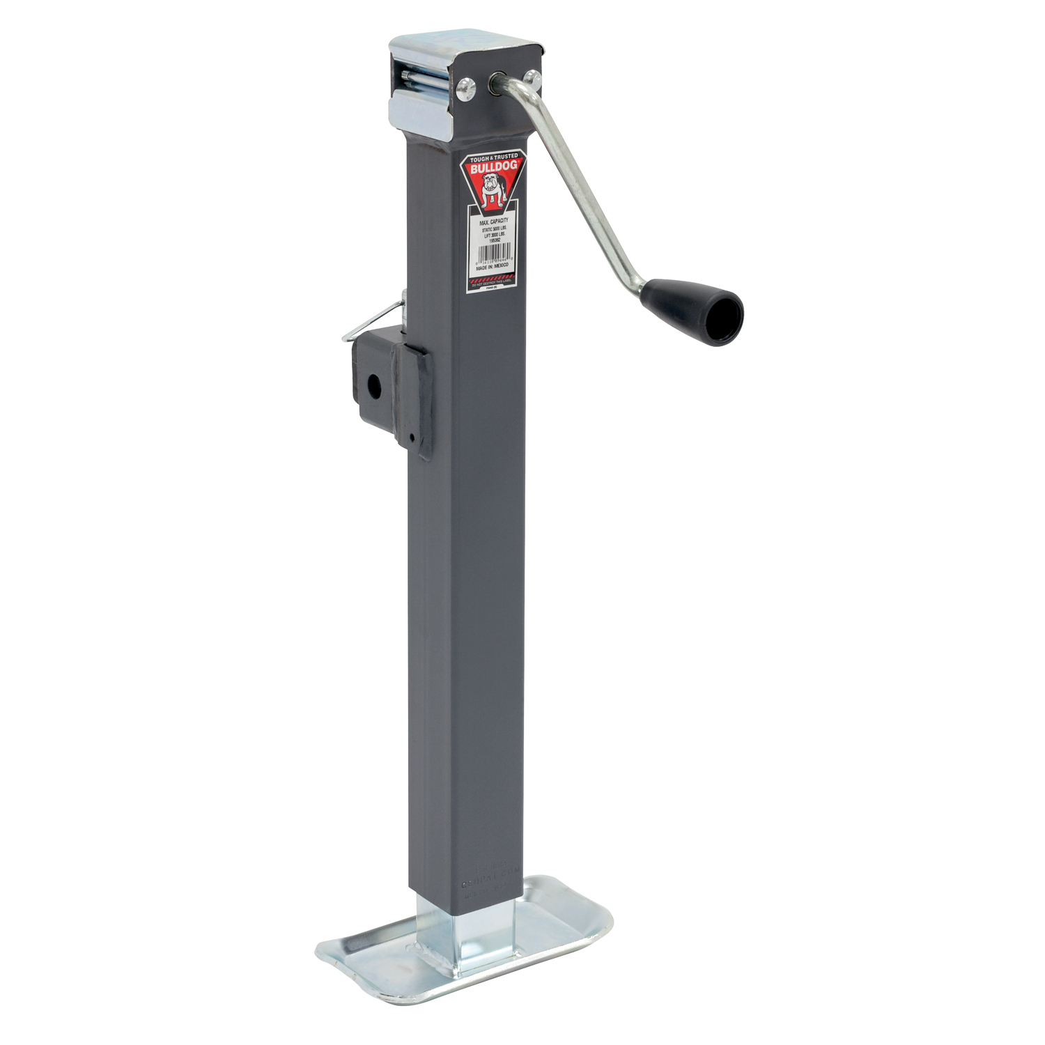 Bulldog 5,000 lbs Square Trailer Jack w/ Square Tubular Swivel Mount Sidewind - 15" Lift