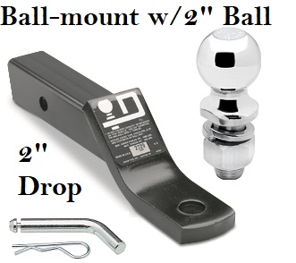 Class 3 Ball-mount Combo w/ 2" Drop and 2" Trailer Hitch Ball fits 2" Receiver