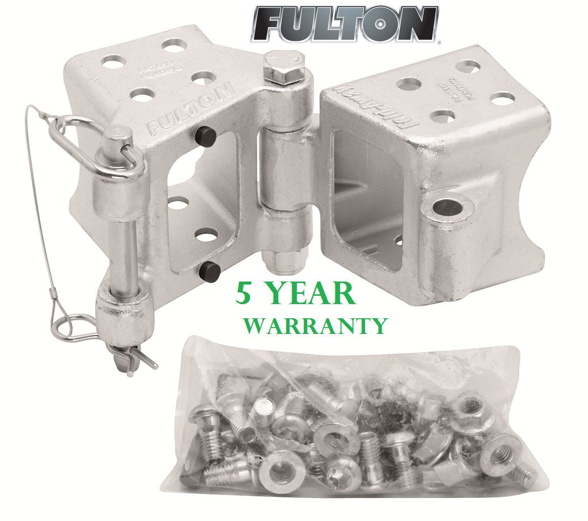 Fulton 3" x 4" Bolt-On Trailer Hinge Kit Fold-Away Coupler 7,500 lbs Tongue Frame