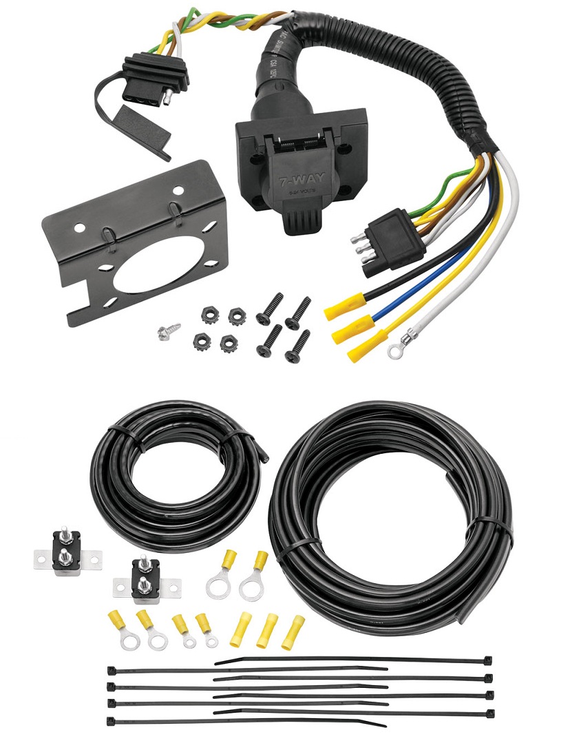 Complete Brake Control Wiring Includes 4-Way to 7-Way RV Plug Adapter, Duplex Wires, Ring Terminals and Circuit Breakers