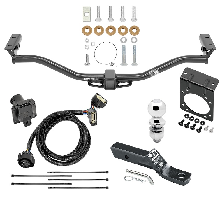 Complete Tow Package For 11-19 Ford Explorer w/ 7-Way RV Wiring Harness Kit 2" Ball and Mount Bracket 2" Receiver Class 3