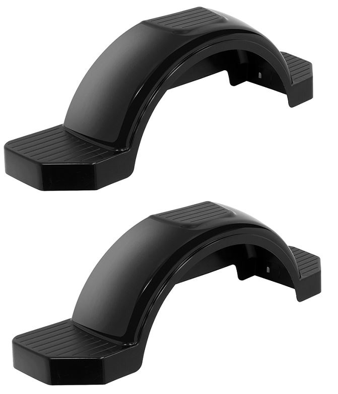 Set of 2 Black Fulton Single Axle Trailer Fenders 14" Wheels Triple Step 42-5/8" Long Boat Utility Sale Replacement