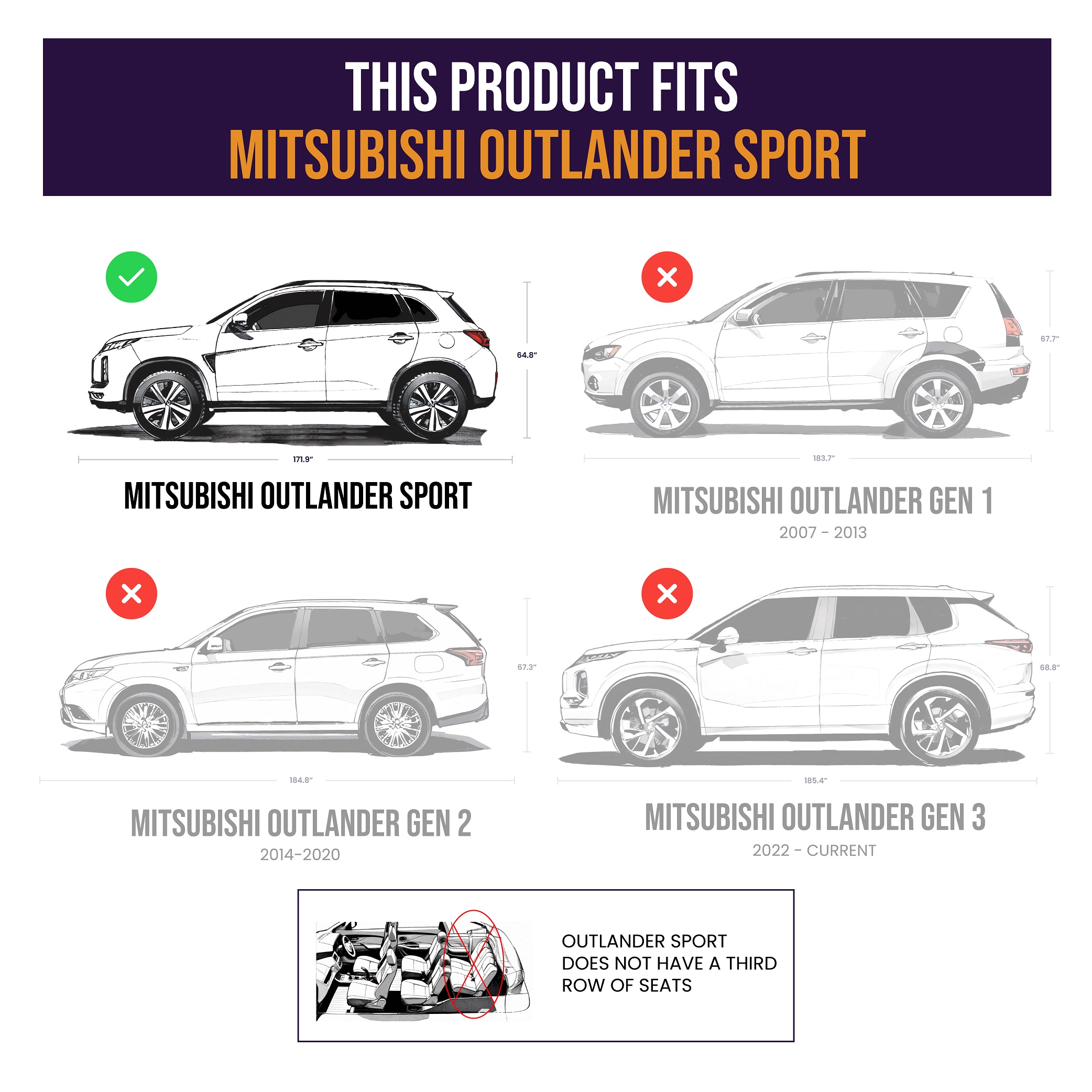 For 2011-2019 Mitsubishi Outlander Sport Trailer Wiring 7 Way Trailer Wiring Plug w/ Bracket Fits Models w/o LED Taillights Curt