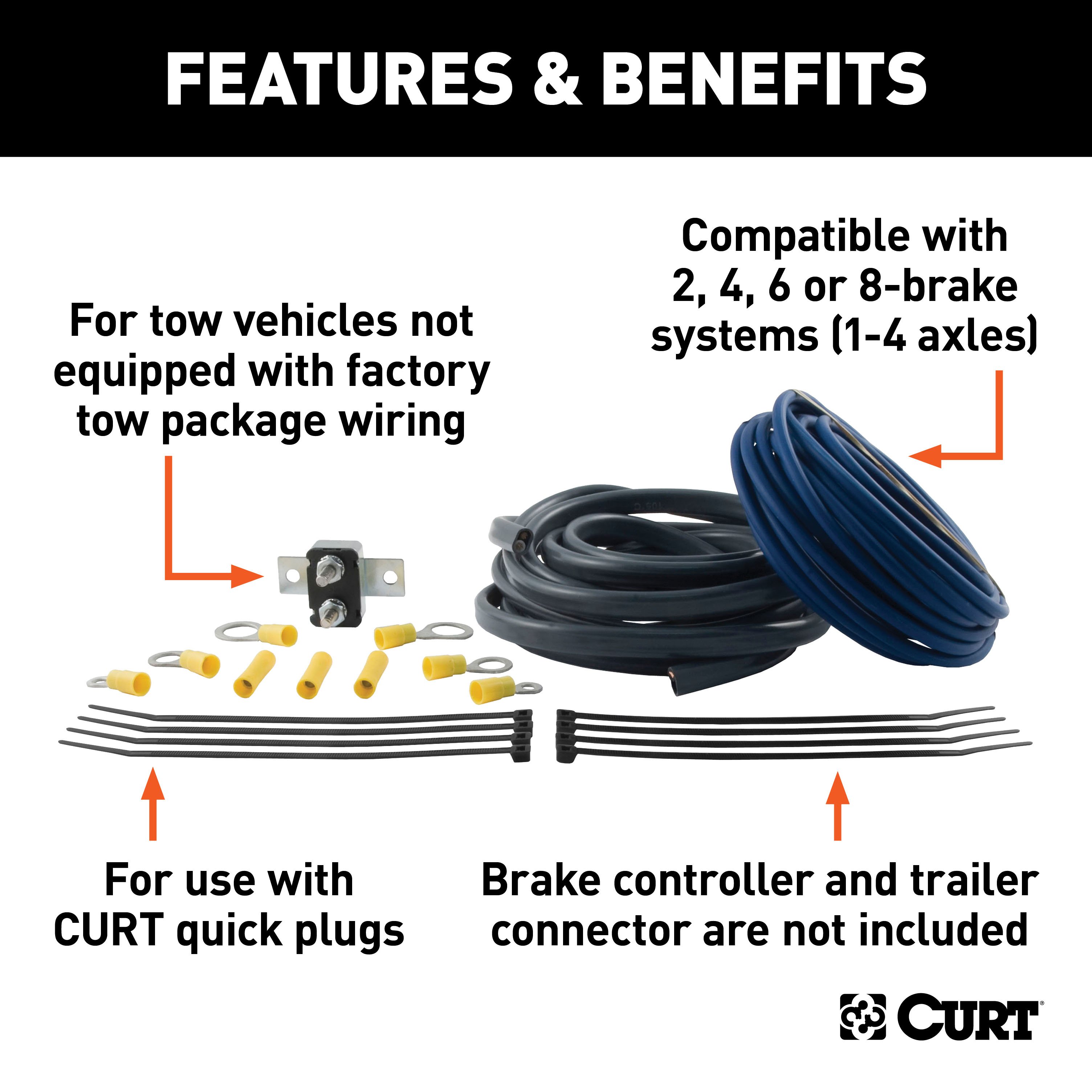 For 1992-1994 Ford E150 Tow Package Camp n' Field Trailer Hitch + Brake Controller Curt Assure 51160 Proportional Up To 4 Axles + 7 Way Trailer Wiring Plug & 2-5/16" ball 4 inch drop Fits All Except Cutaway Chassis or Shuttle Bus Curt 14053 2 inc