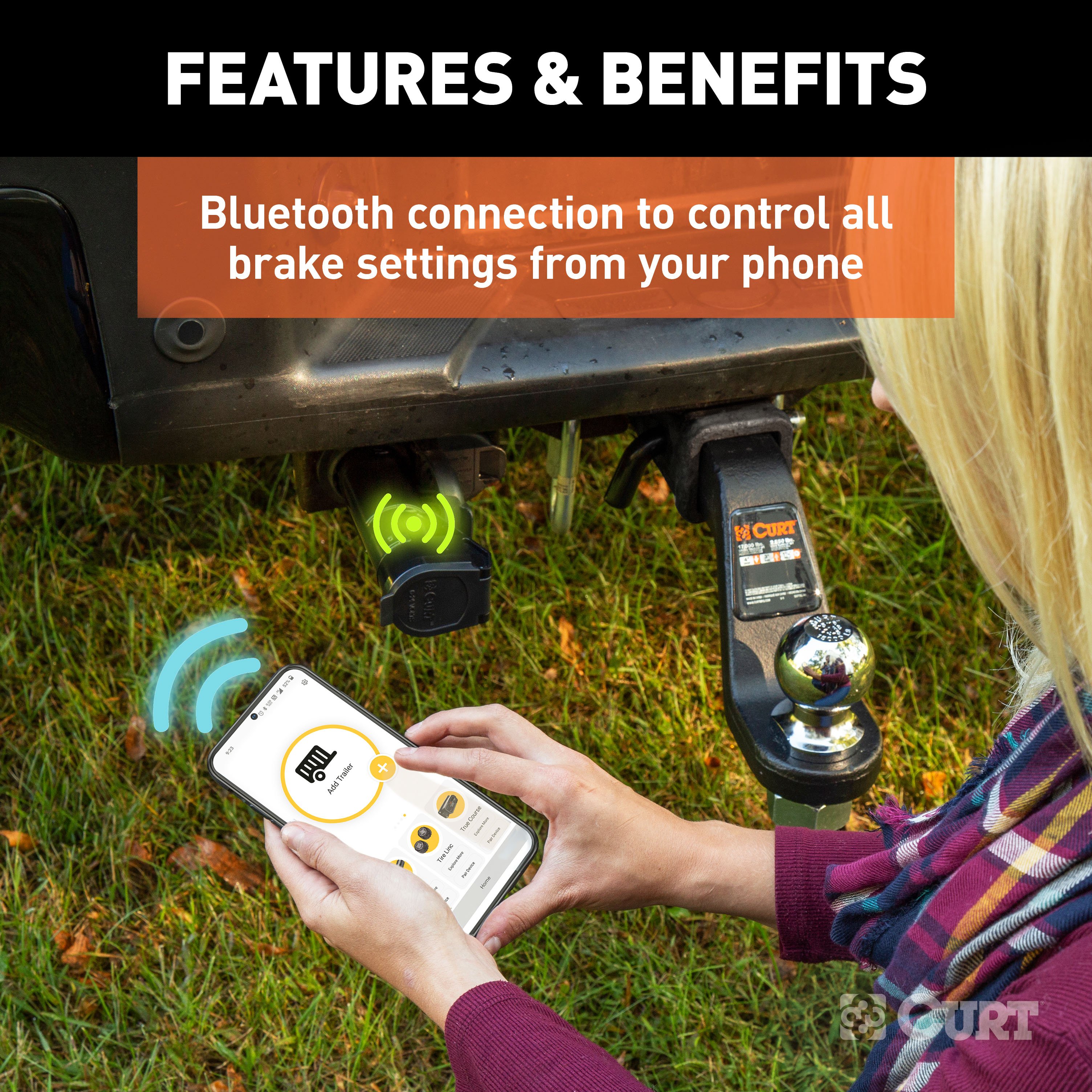 For 2015-2018 Ram 1500 Curt Echo Brake Controller Module Box Proportional Wireless Bluetooth Fits Models w/ Existing USCAR 7-way Curt 51180