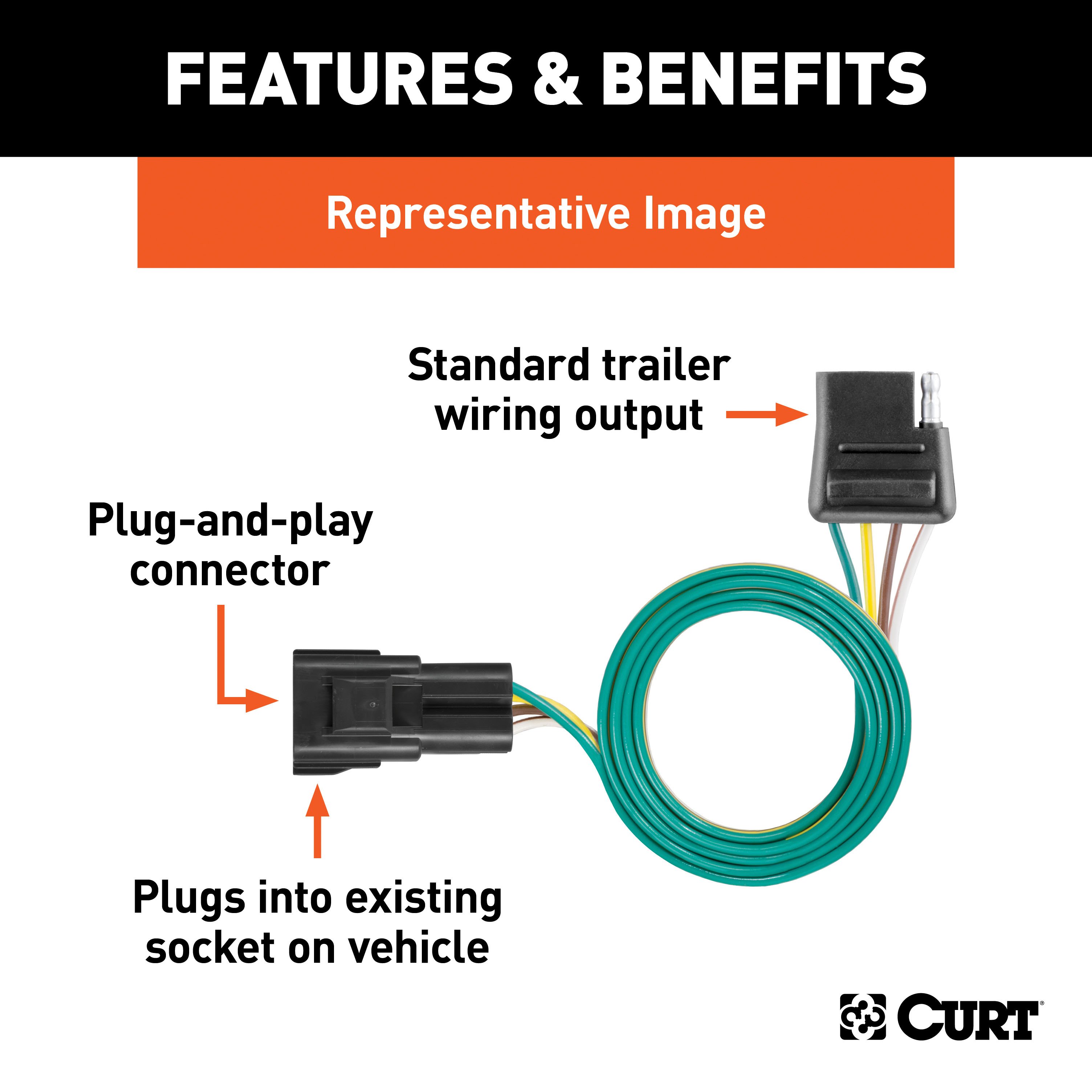 For 1999-2000 Dodge Ram 2500 Van Trailer Wiring 7 Way Trailer Wiring Plug w/ Bracket Fits All Models Curt