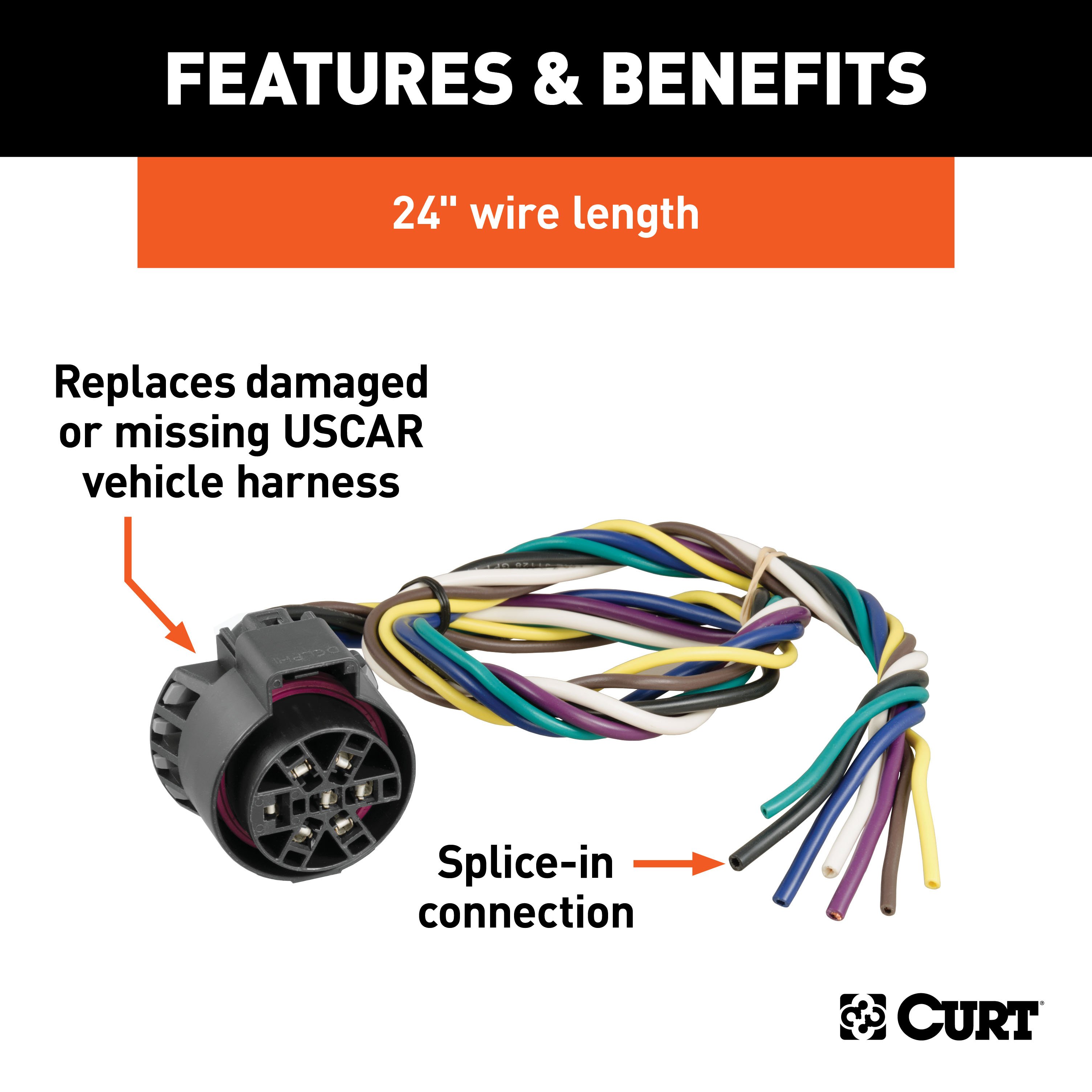 For 2007-2009 Dodge Ram 3500 Trailer Wiring 7 Way Trailer Wiring Plug w/ Bracket Fits Models w/ Tow Prep Package Curt 56229-55774