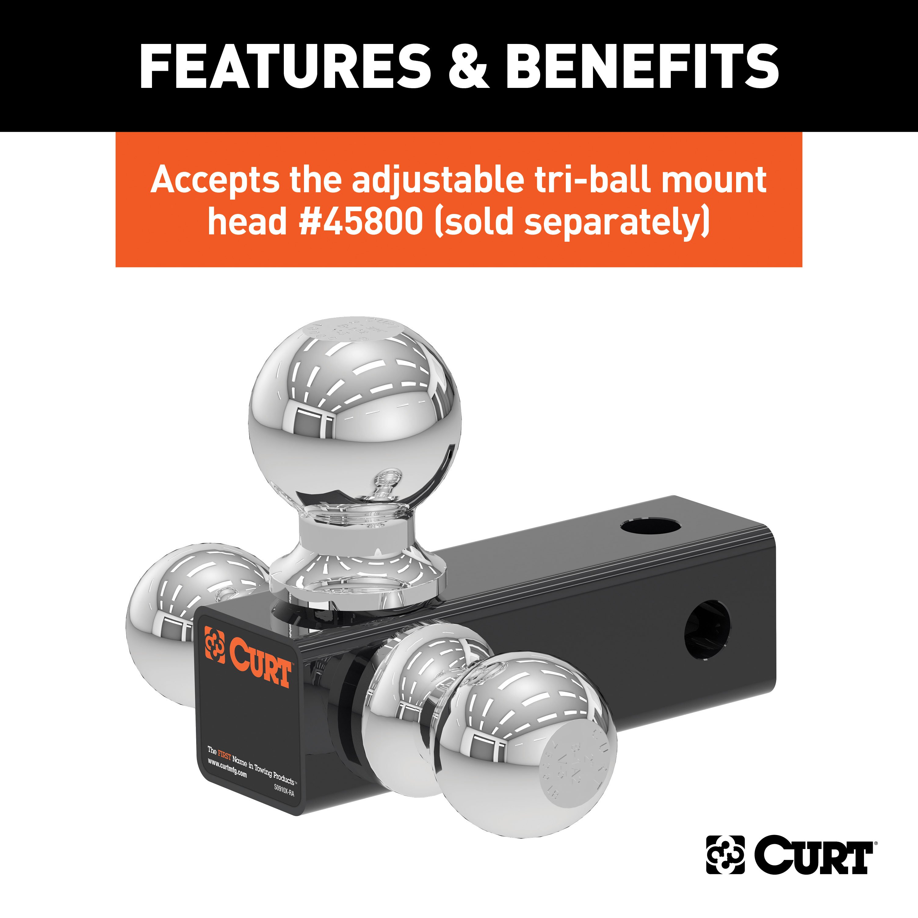 CURT Adjustable Trailer Hitch Ball Mount Tube Mount for 45799 Replacement Part 45802