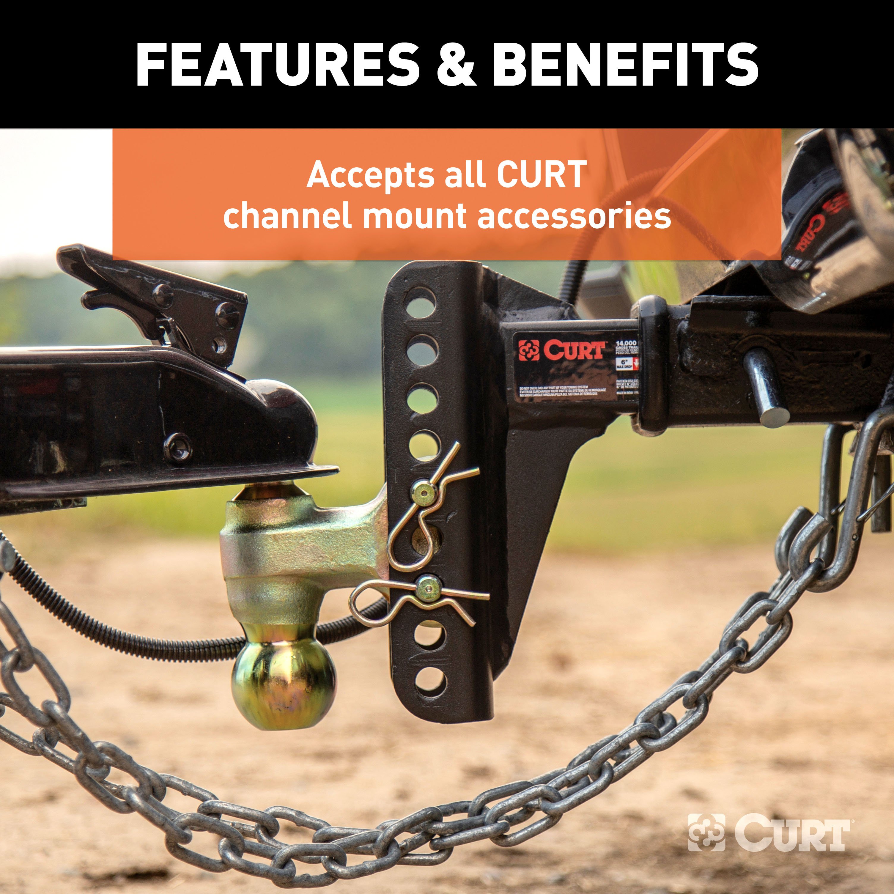 CURT Adjustable Trailer Hitch Ball Mount Shank for 45900 Fits 2 Inch Receiver 45910