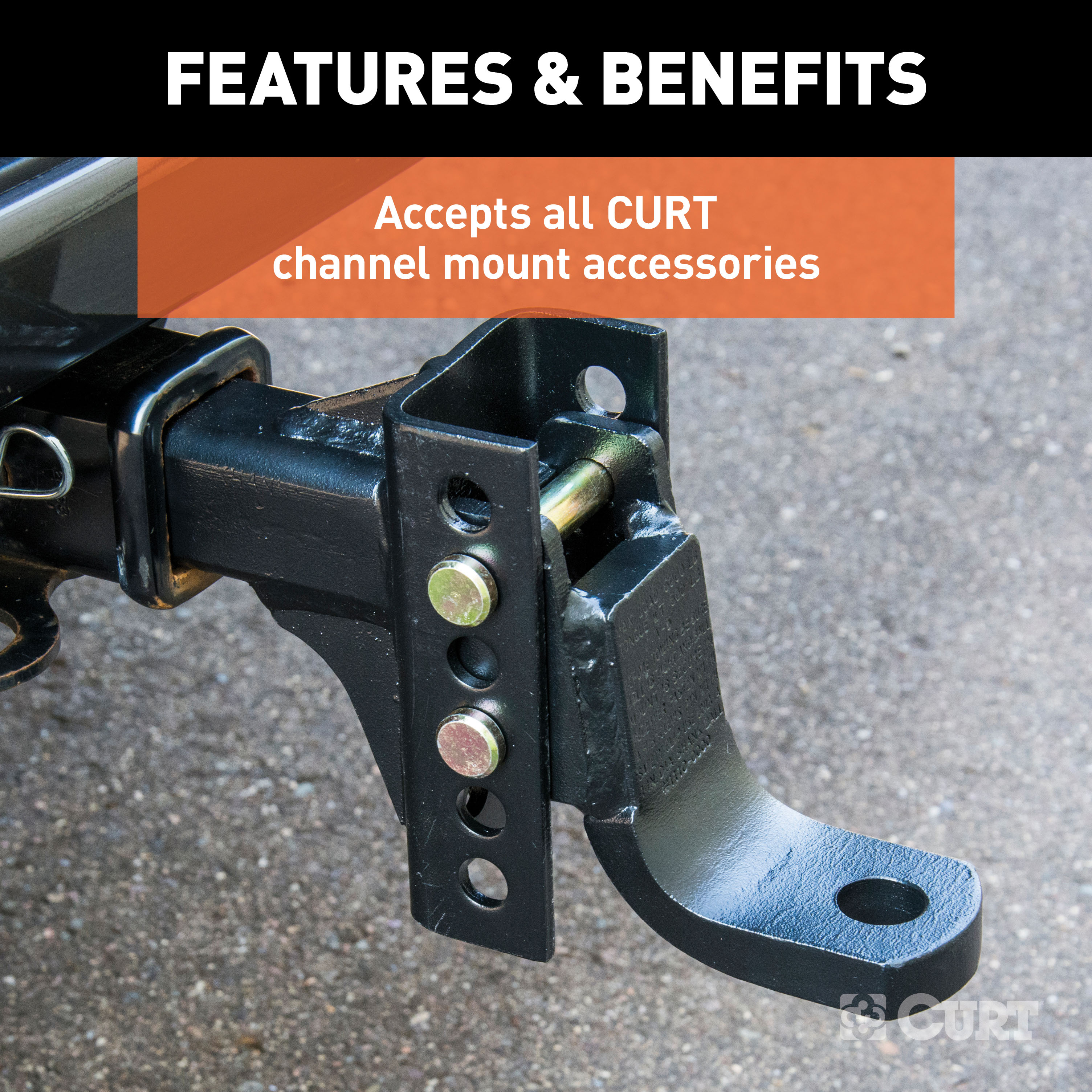 CURT Adjustable Trailer Hitch Ball Mount Shank for 45901 Fits 2 Inch Receiver 45911