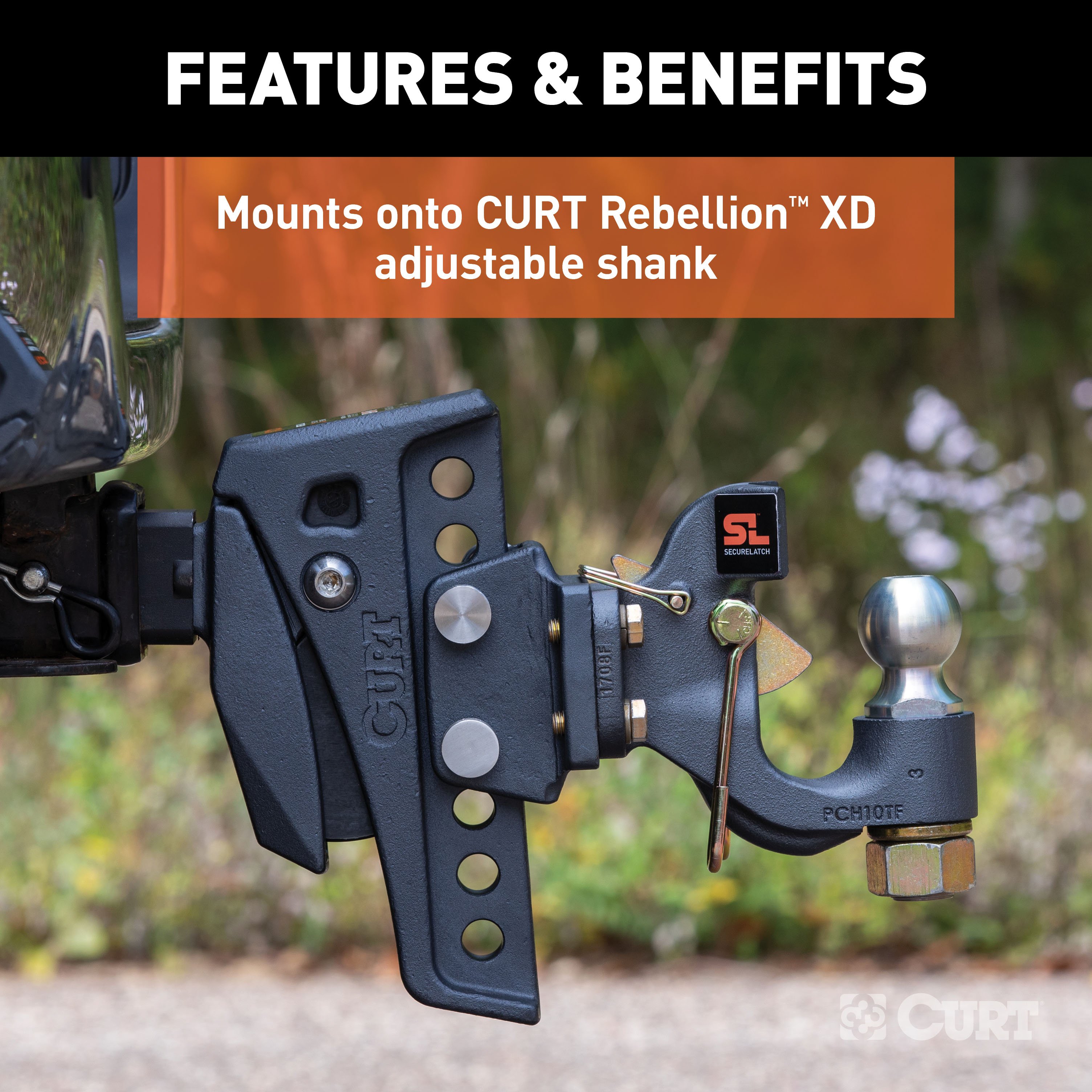 CURT Rebellion XD Adjustable Cushion Hitch Pintle Mount Plate Attachment 45950