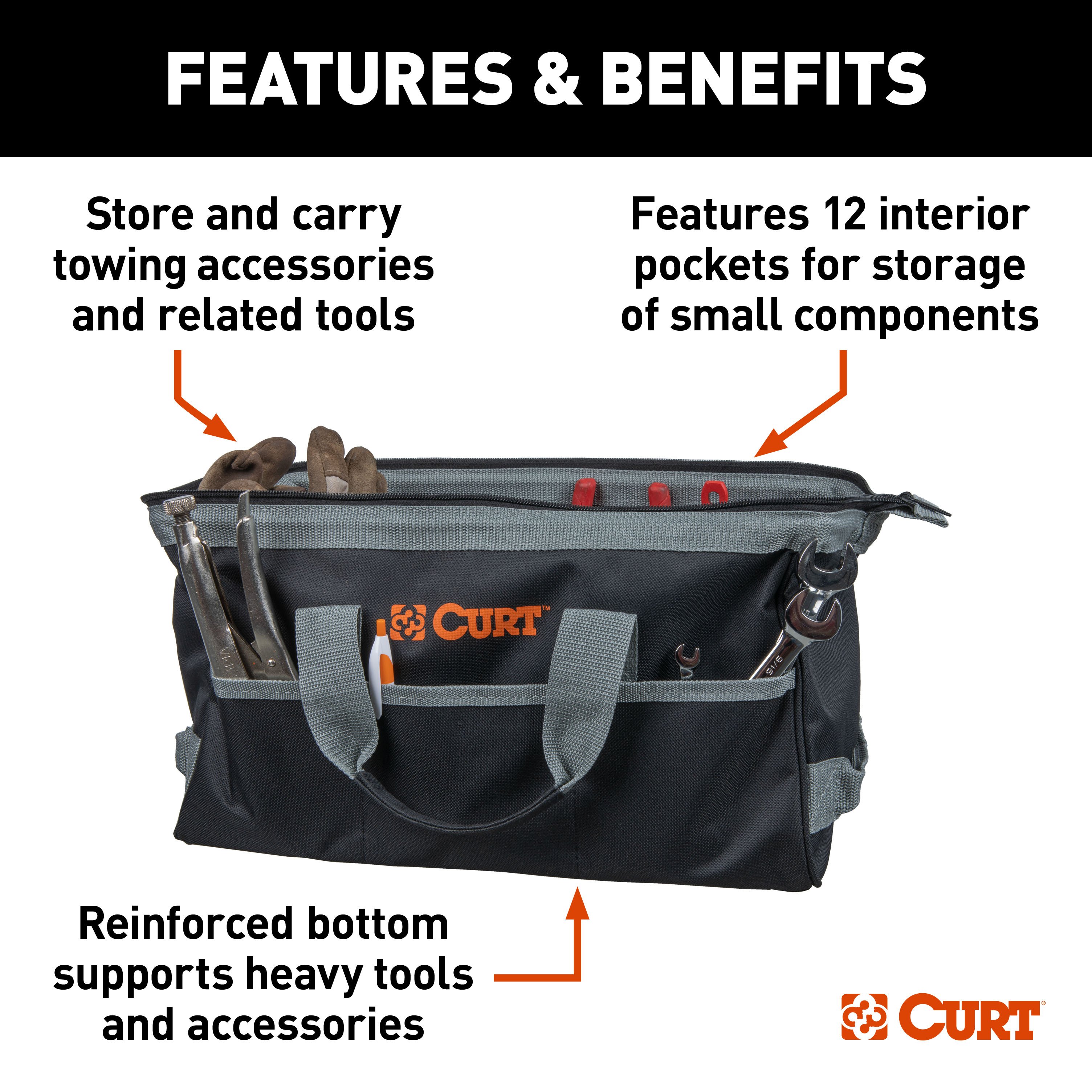 CURT Towing Accessories Storage Tool Bag with 14 Pockets 70004